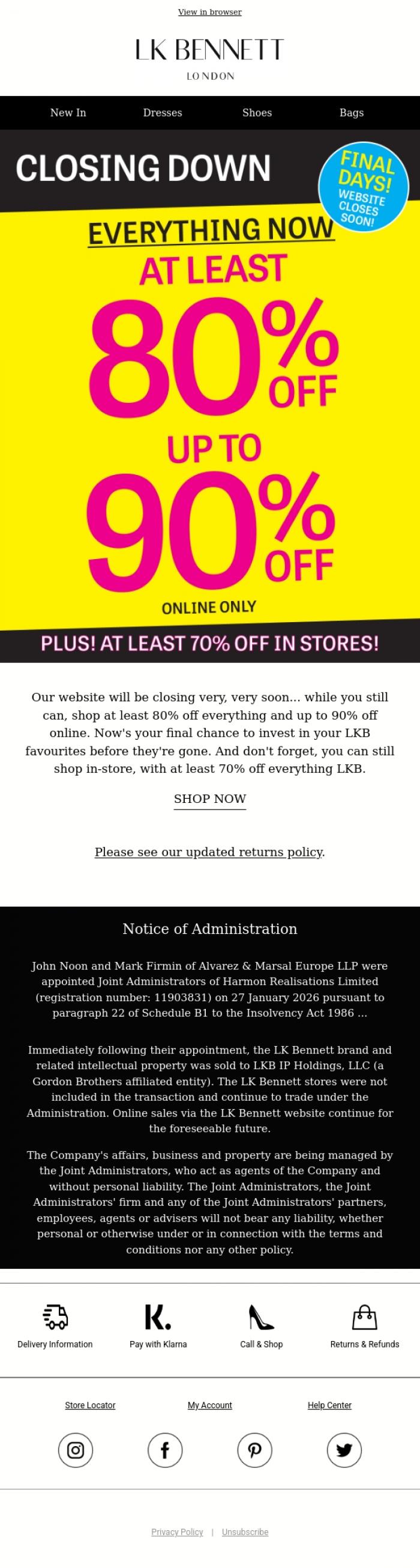 Email Design Inspiration from LK BENNETT, Final Weekend To Shop LKB Online Is Here