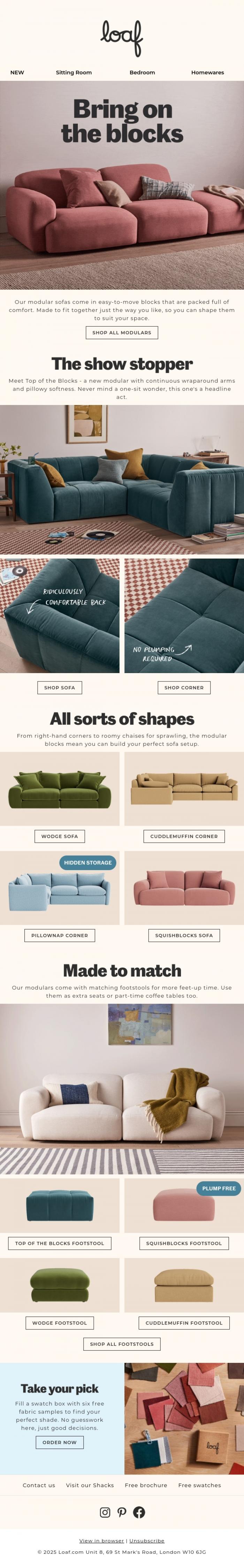 Email Design Inspiration from Loaf, Meet the modulars