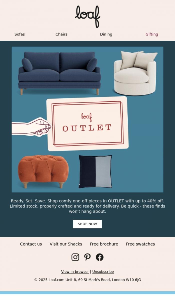 Email Design Inspiration from Loaf, Up to 40% off in The OUTLET