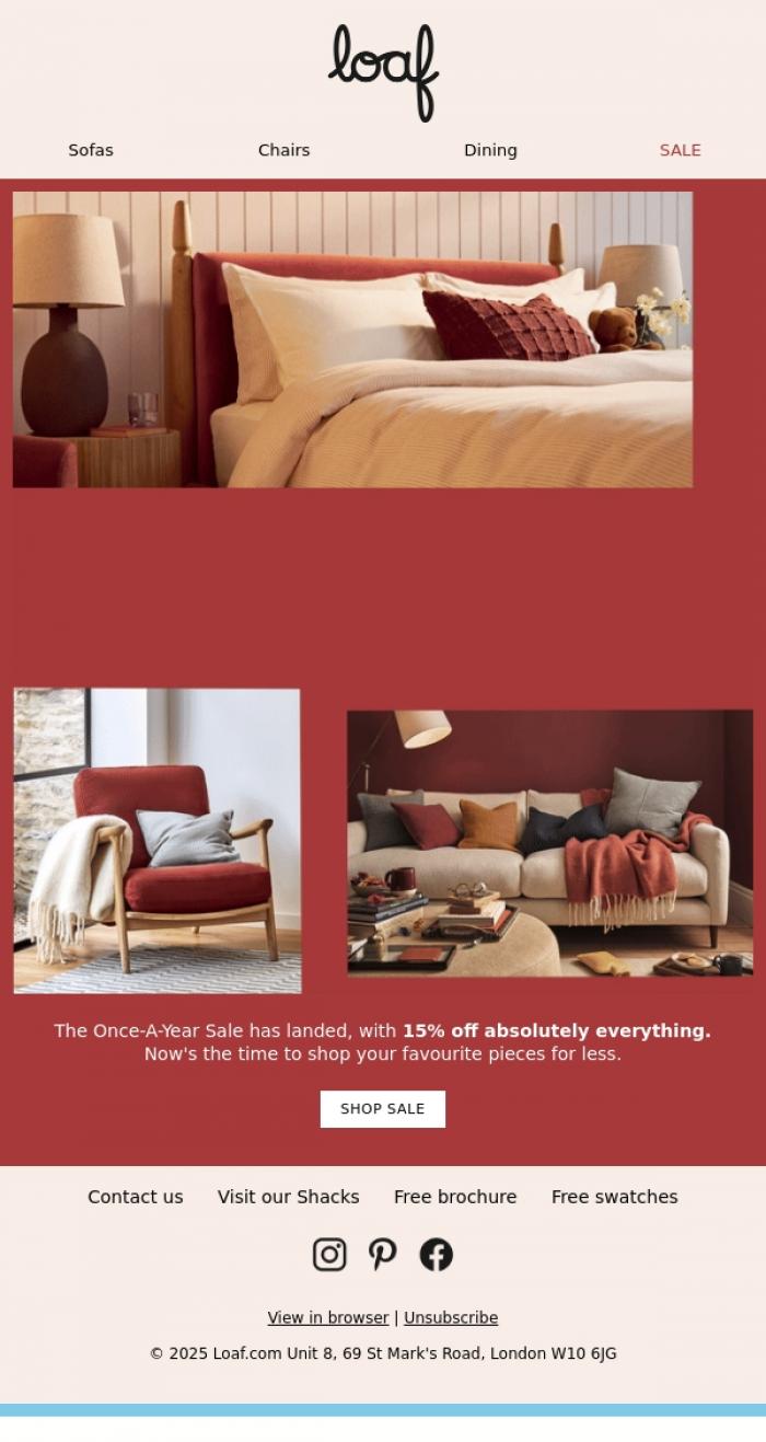 Email Design Inspiration from Loaf, The Once-A-Year Sale is on