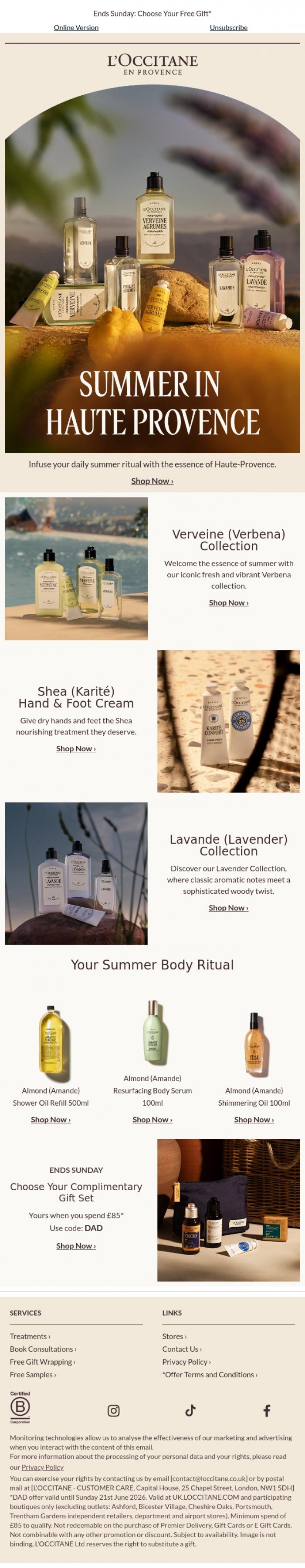 Email Design Inspiration from L'Occitane en Provence, An Invitation to a Proven&ccedil;al Summer