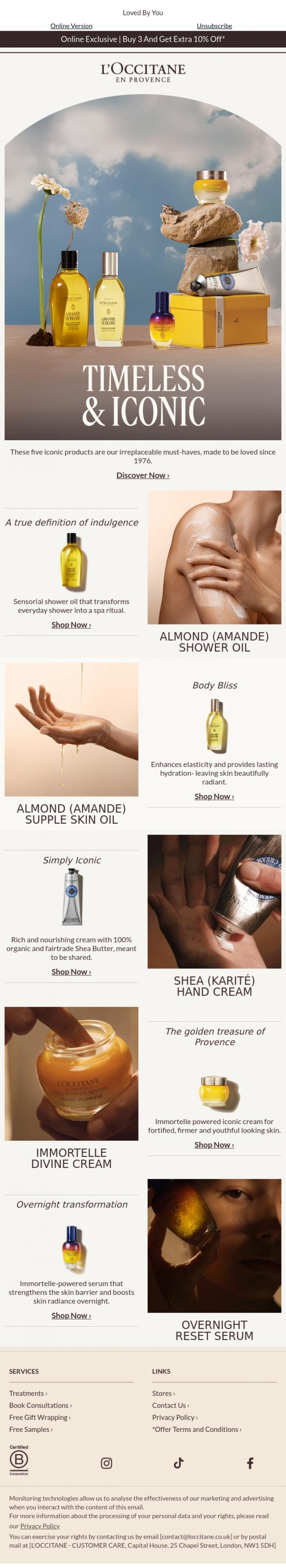 Email Design Inspiration from L'Occitane en Provence, Timeless & Iconic
