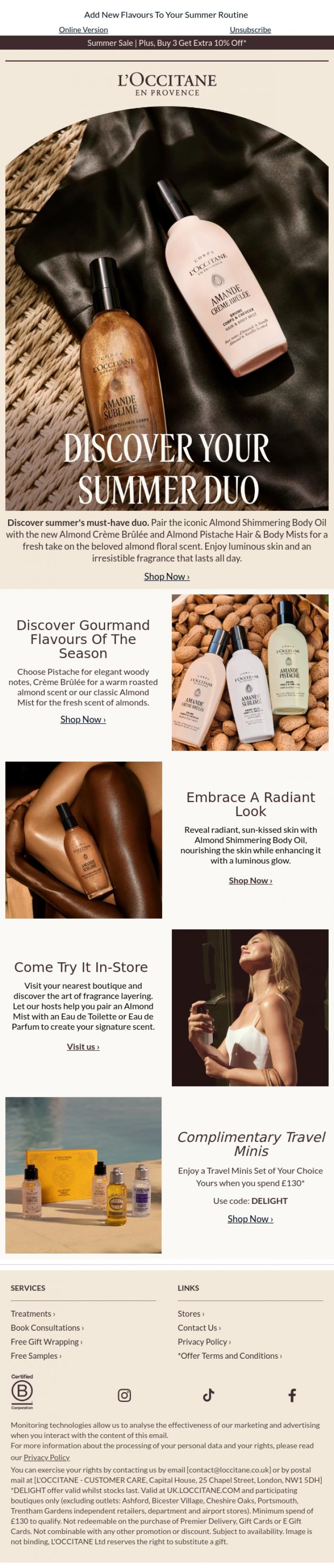 Email Design Inspiration from L'Occitane en Provence, A Gourmand Twist On Your Summer Must-Haves