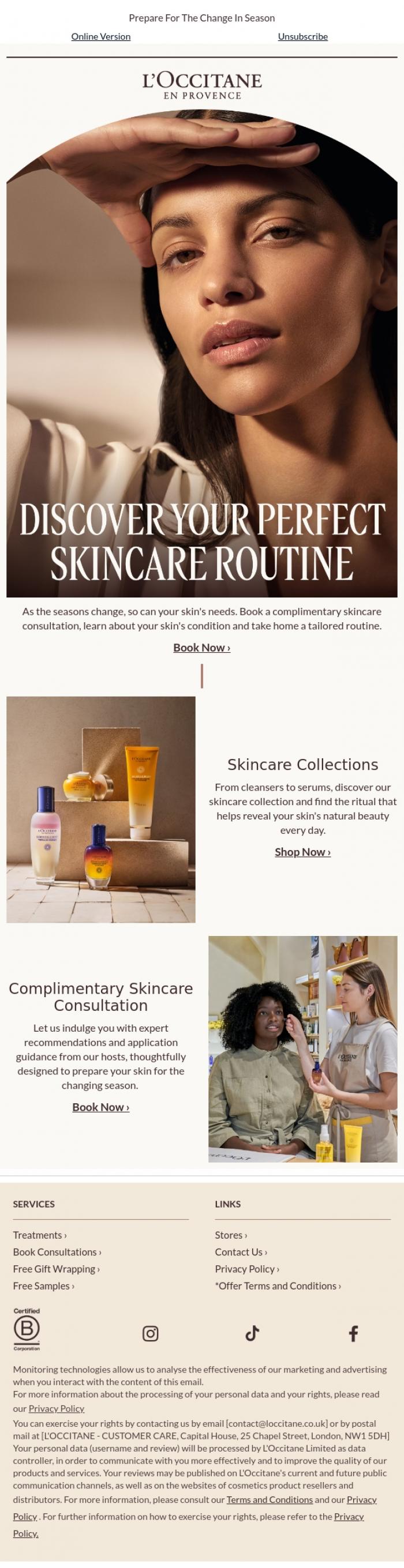 Email Design Inspiration from L'Occitane en Provence, RSVP: Your Skincare Consultation
