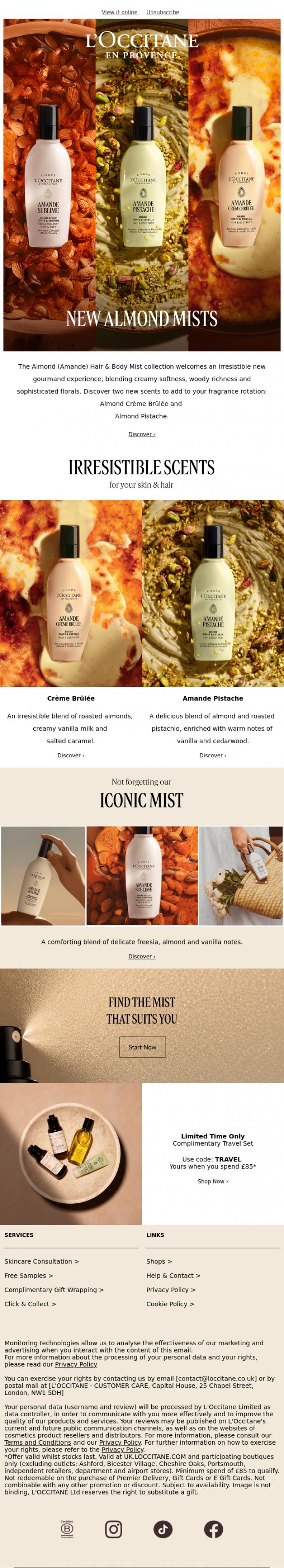 Email Design Inspiration from L'Occitane en Provence, Mist & Match All Season Long