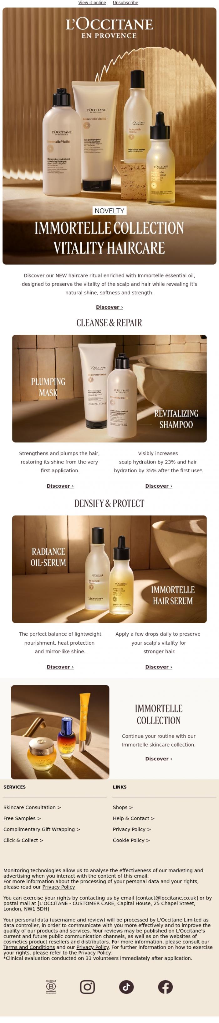 Email Design Inspiration from L'Occitane en Provence, Restore Scalp Vitality for Stronger Hair