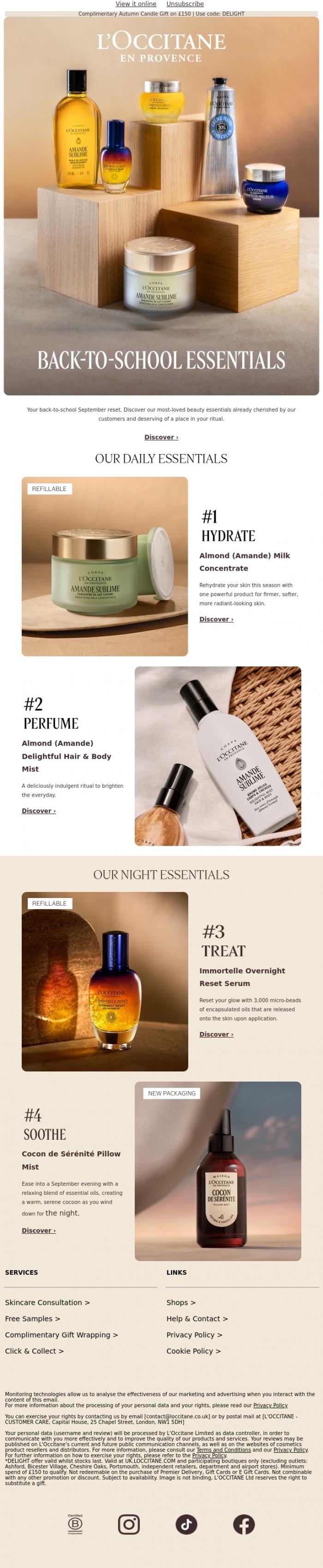 Email Design Inspiration from L'Occitane en Provence, Your September Beauty Reset Starts Here