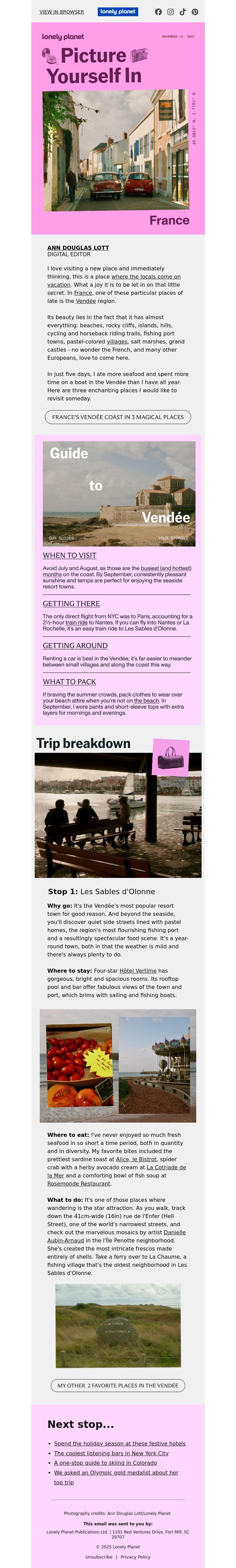 Email Design Inspiration from Lonely Planet, France's most underrated coastal region