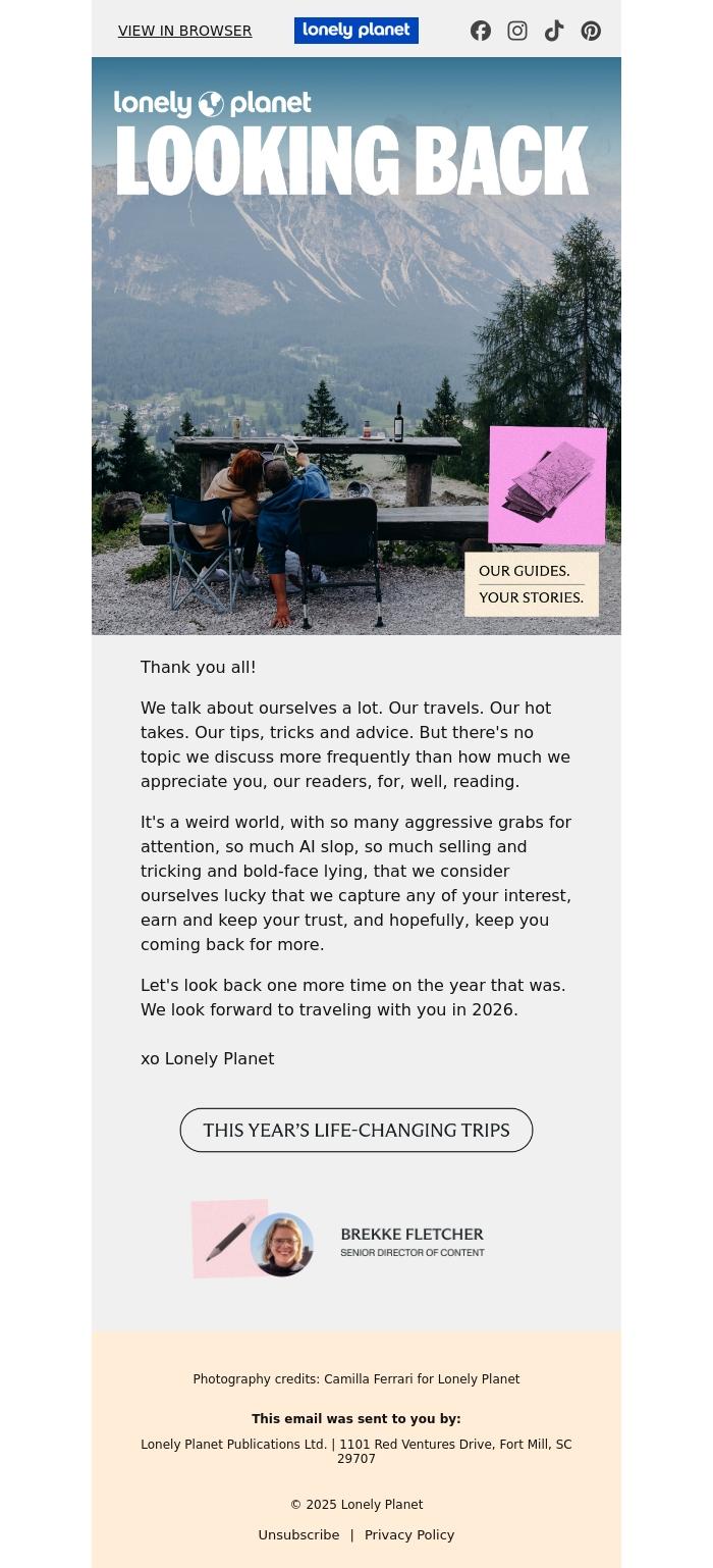 Email Design Inspiration from Lonely Planet, Arigatou. Gracias. Merci. Thanks.