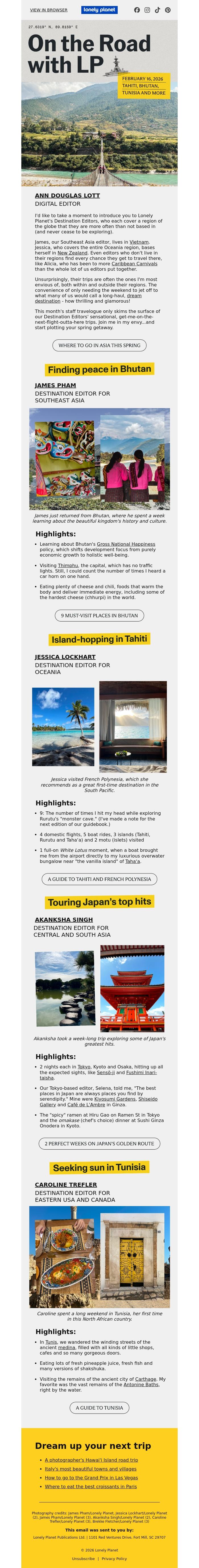Email Design Inspiration from Lonely Planet, Peek inside our editors' travel journals