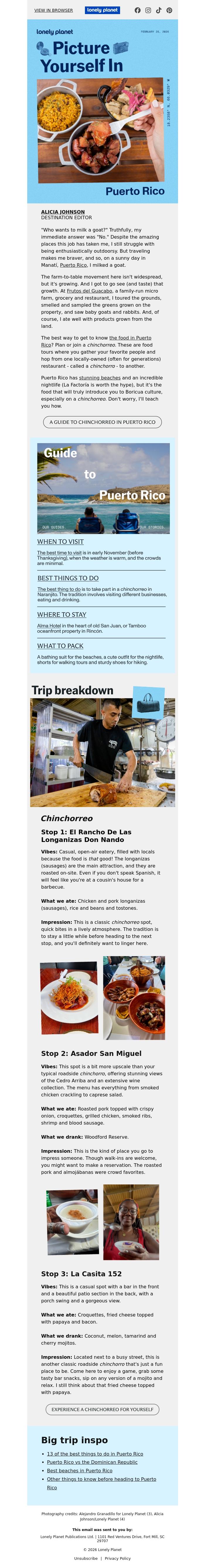 Email Design Inspiration from Lonely Planet, Taste your way through Puerto Rico