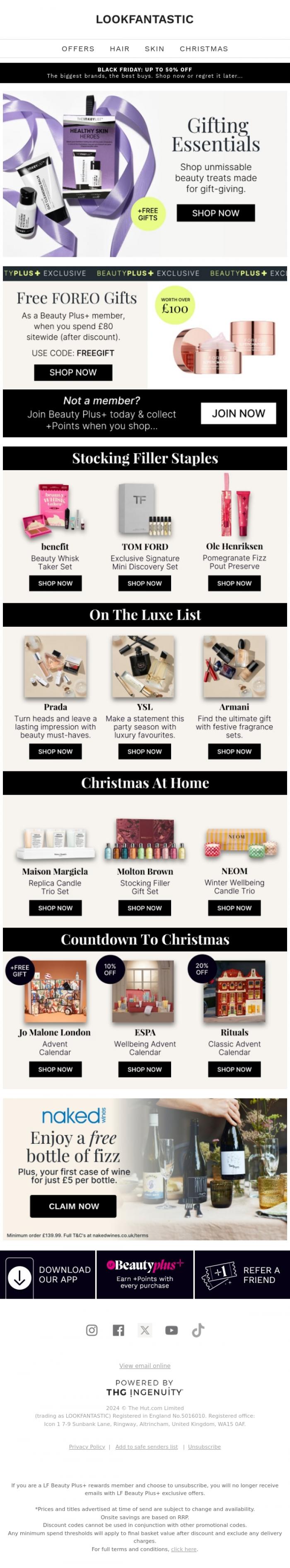 Email Design Inspiration from LOOKFANTASTIC, FREE FOREO Gifts (Worth over &pound;100)