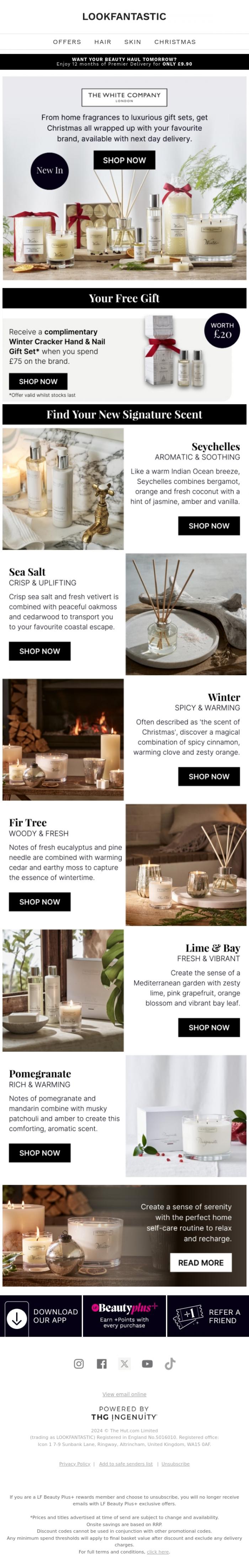 Email Design Inspiration from LOOKFANTASTIC, New In: The White Company
