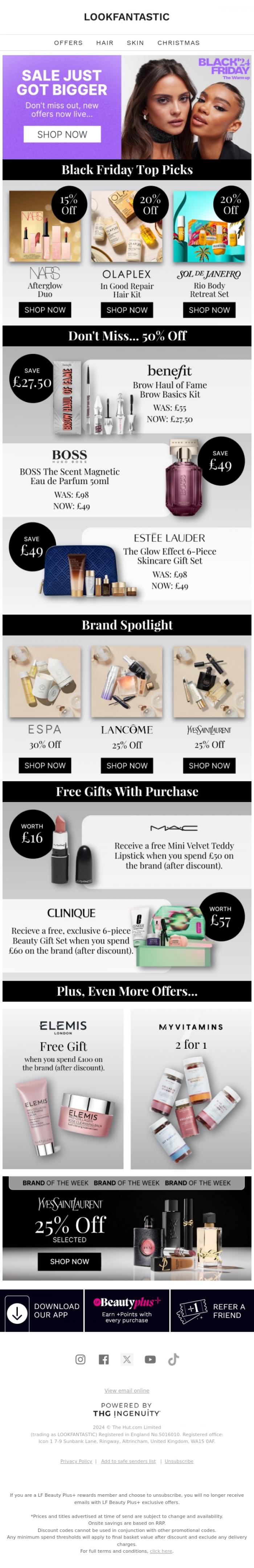 Email Design Inspiration from LOOKFANTASTIC, New Offers Now Live! OLAPLEX, YSL & More