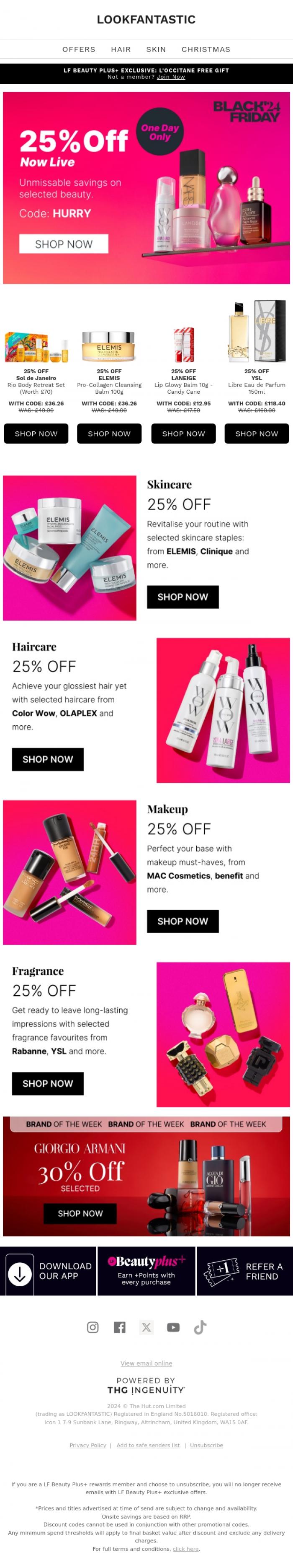 Email Design Inspiration from LOOKFANTASTIC, NOW LIVE | 25% Off