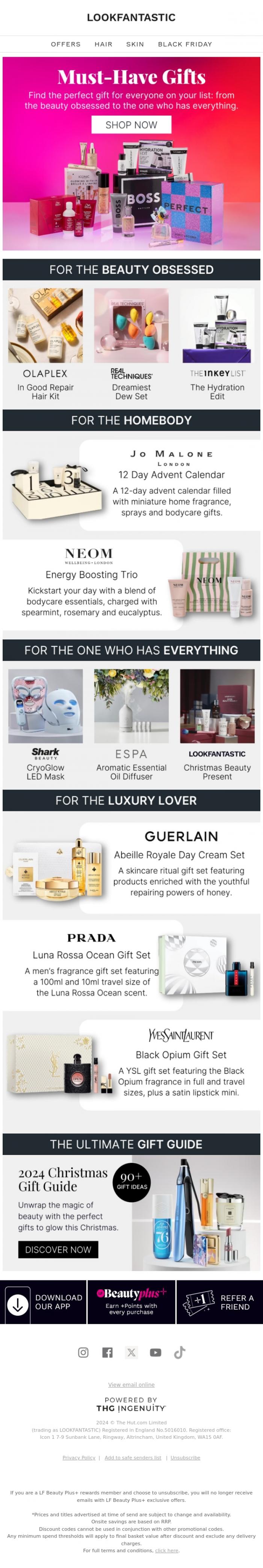 Email Design Inspiration from LOOKFANTASTIC, SELLING FAST | Unbeatable beauty gifts...