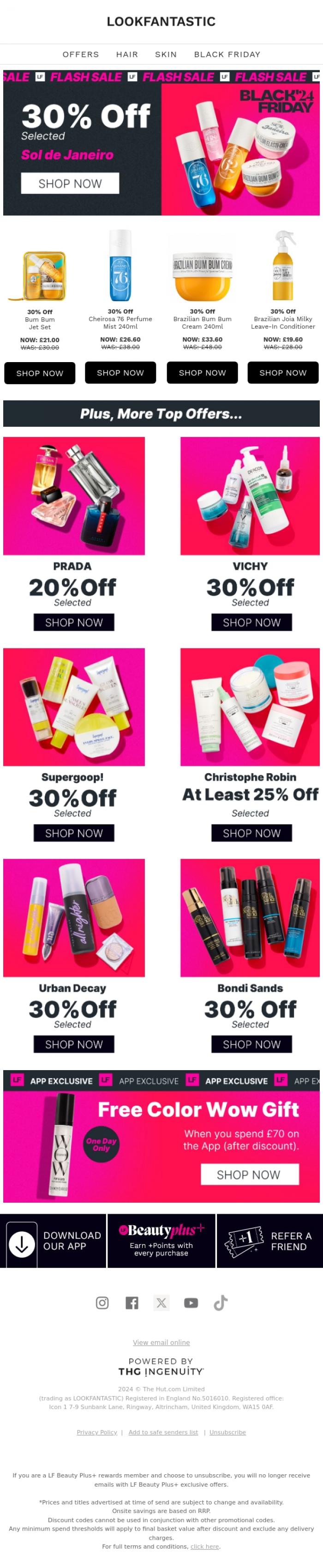 Email Design Inspiration from LOOKFANTASTIC, SOL DE JANEIRO: 30% Off
