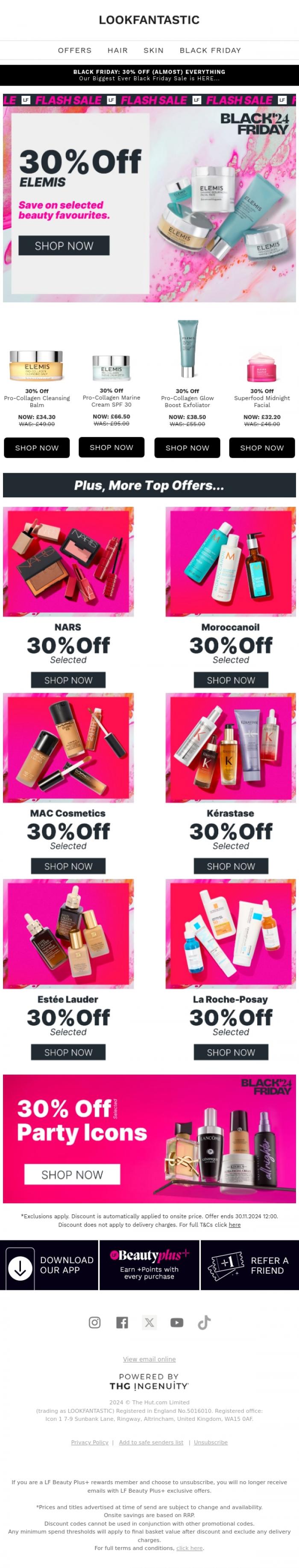 Email Design Inspiration from LOOKFANTASTIC, 30% Off ELEMIS