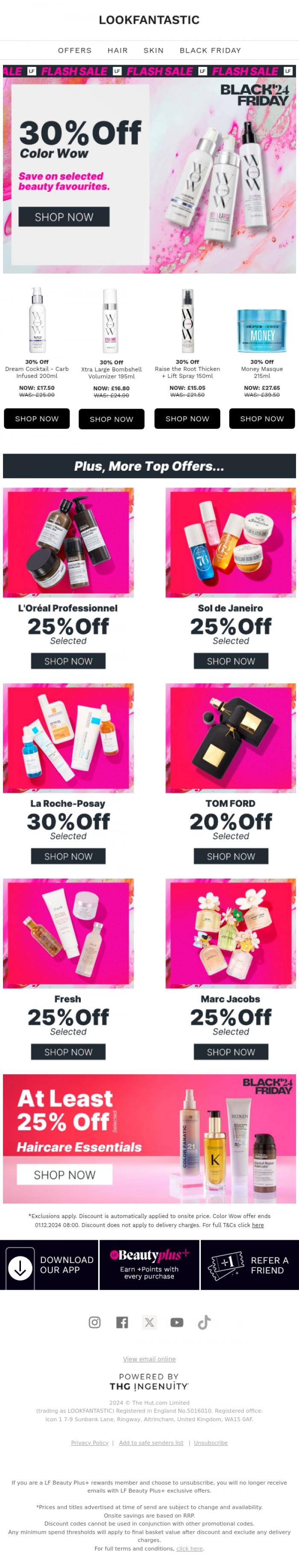 Email Design Inspiration from LOOKFANTASTIC, Color Wow: 30% Off