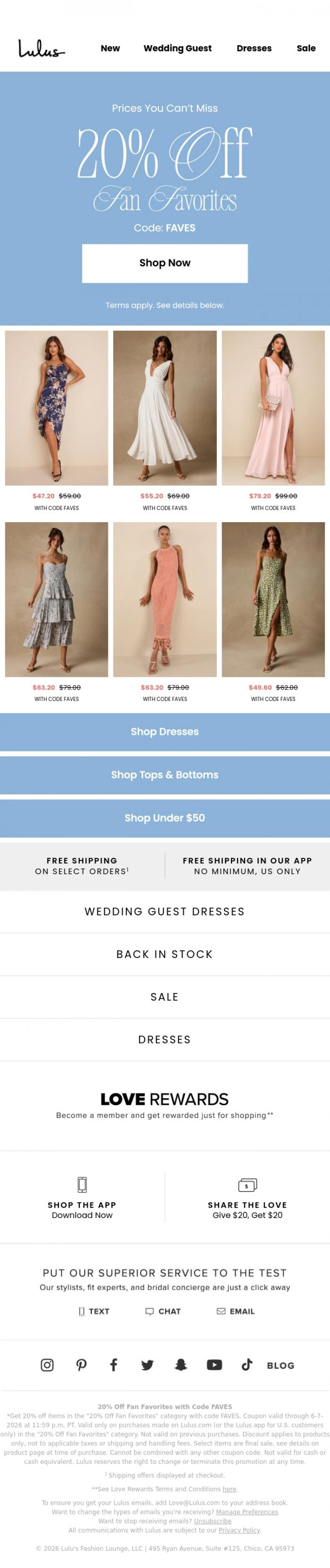 Email Design Inspiration from Lulus, Sale Styles Starting At $14 🤑