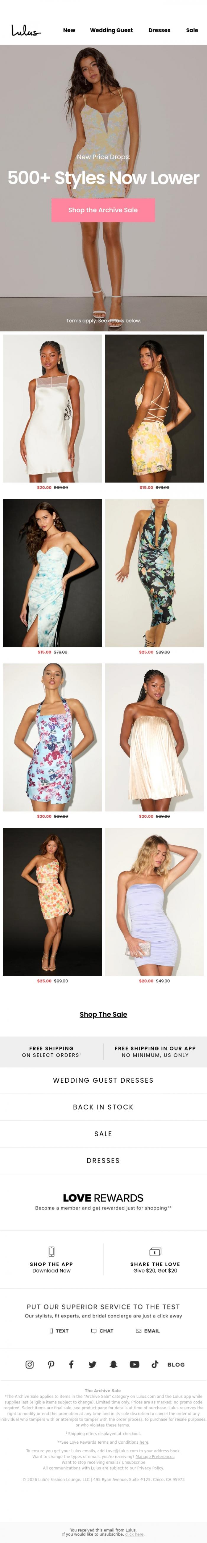 Email Design Inspiration from Lulus, 100+ Dresses Under $25 🤩