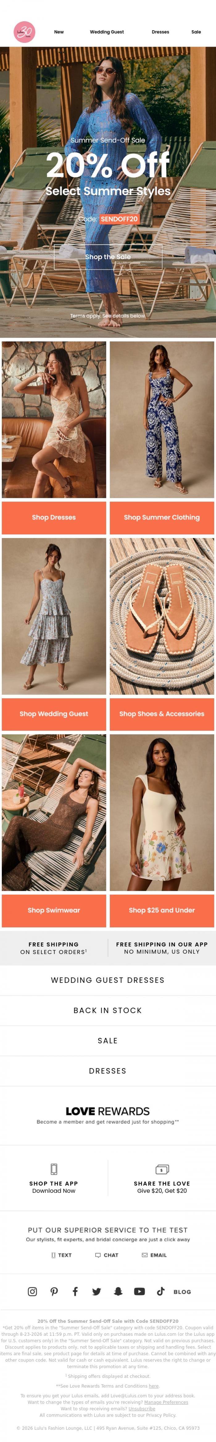 Email Design Inspiration from Lulus, Summer Sale Dresses As Low as $24 🔥​
