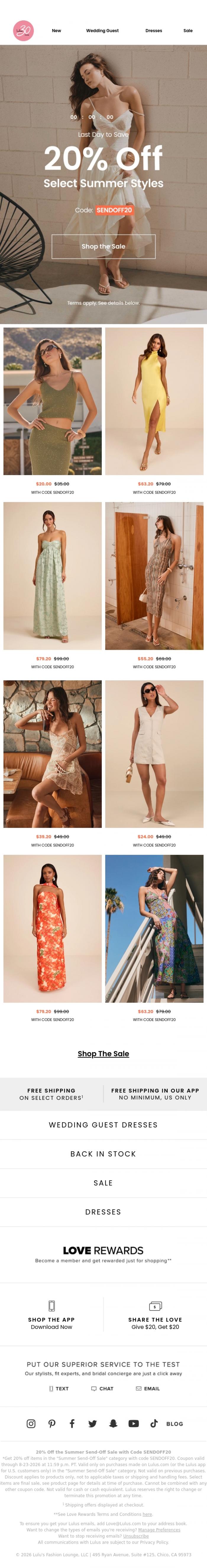 Email Design Inspiration from Lulus, Summer Sale Dresses Starting at $24 🤩​​