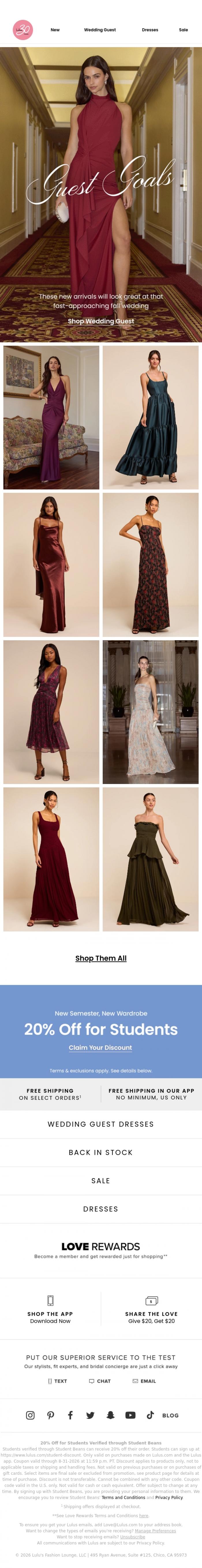 Email Design Inspiration from Lulus, Your Wedding Guest Dress is Waiting 💐