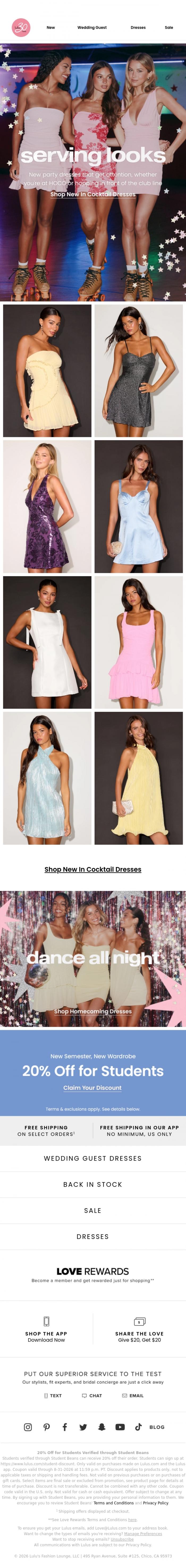 Email Design Inspiration from Lulus, New Cocktail Dresses for Any Occasion