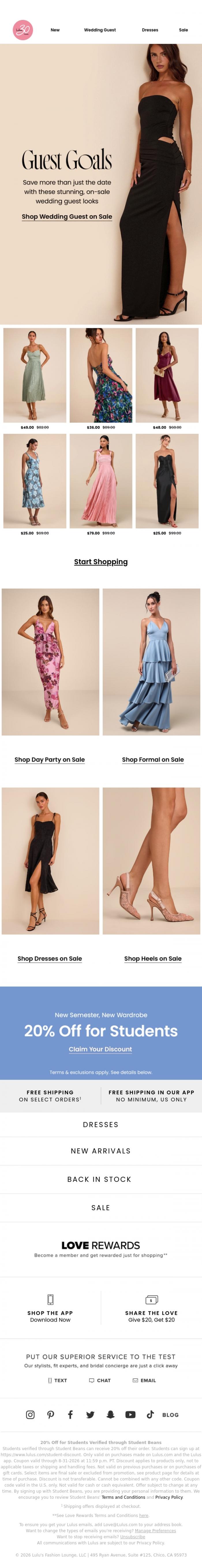 Email Design Inspiration from Lulus, WEDDING GUEST DRESSES UNDER $30?!