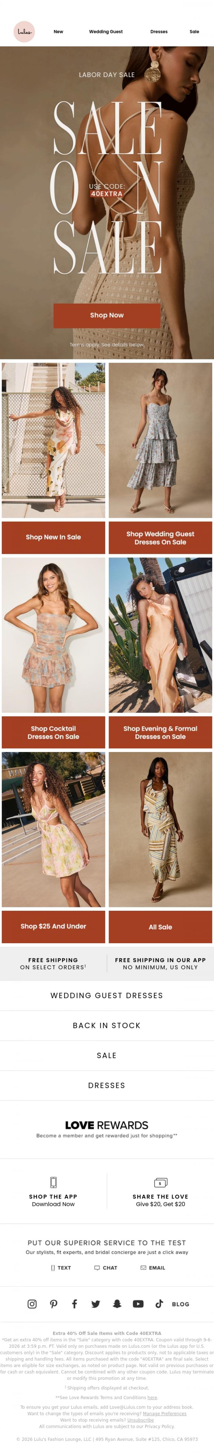 Email Design Inspiration from Lulus, This Sale Is HUUUUUGE