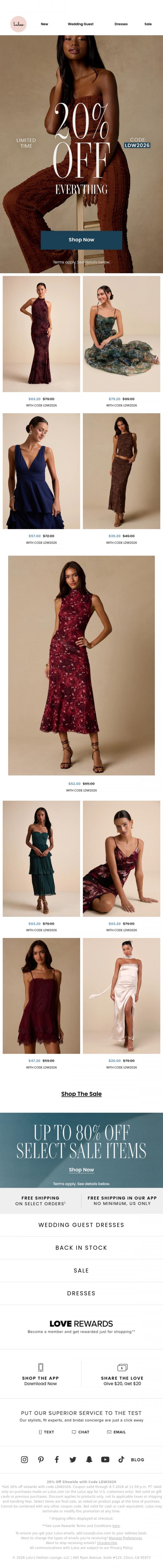 Email Design Inspiration from Lulus, S 🎉A 🎉L 🎉E