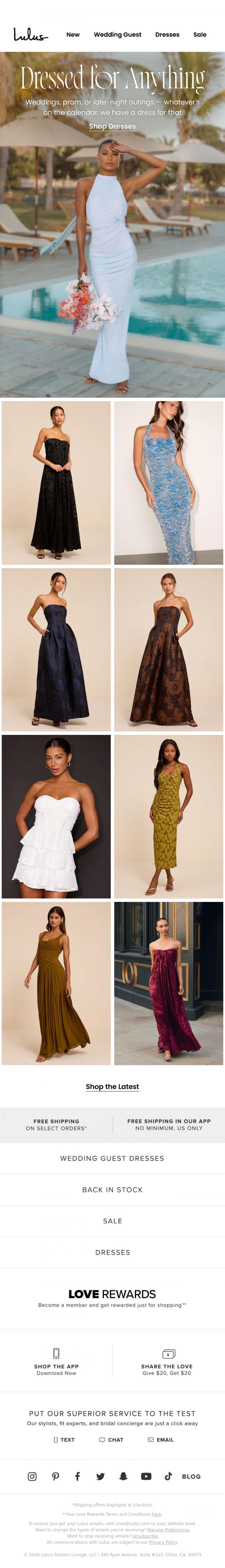 Email Design Inspiration from Lulus, A Dress for Every Occasion ✨