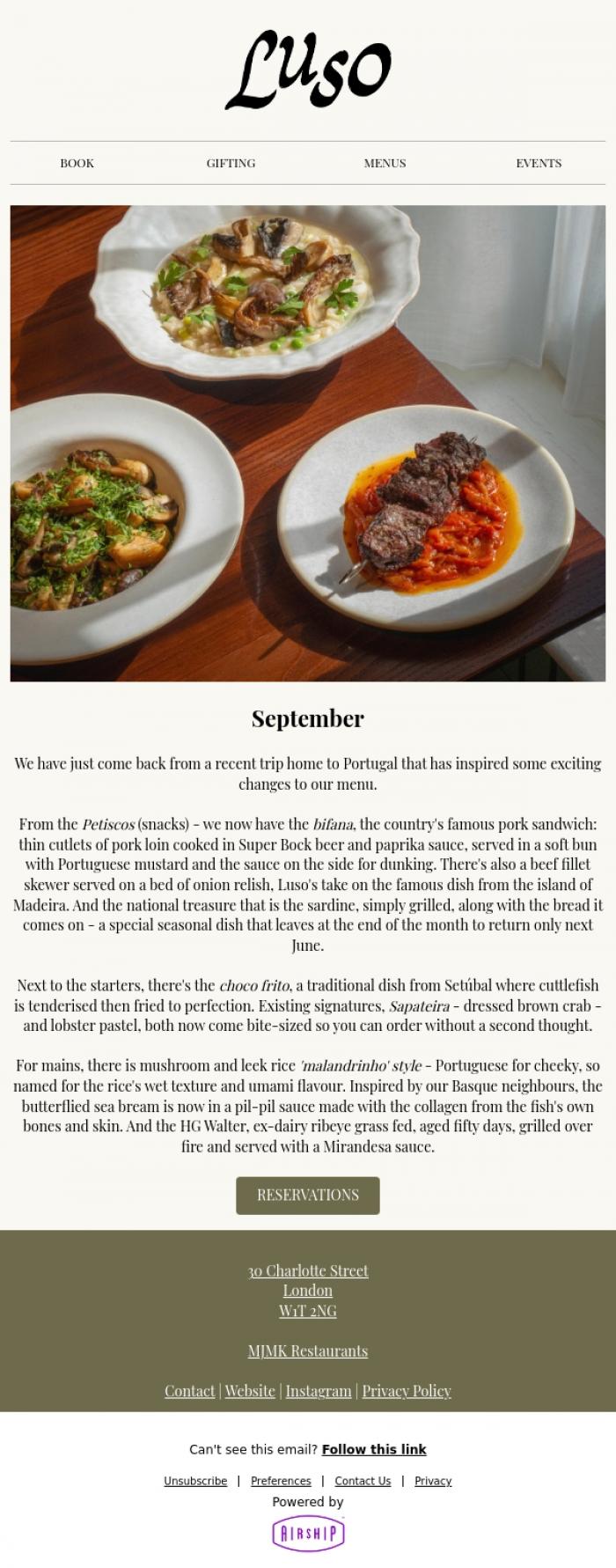 Email Design Inspiration from Luso, September at Luso