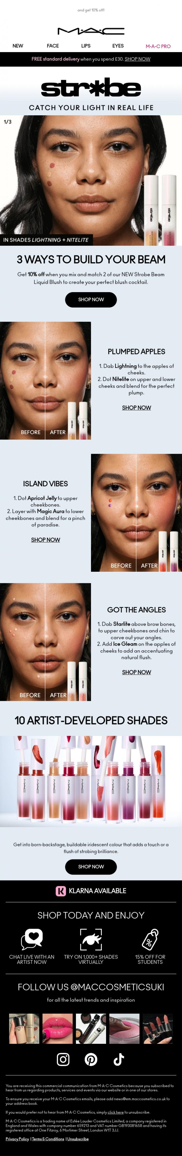 Email Design Inspiration from M.A.C UK, Build your own blush combo 🍒
