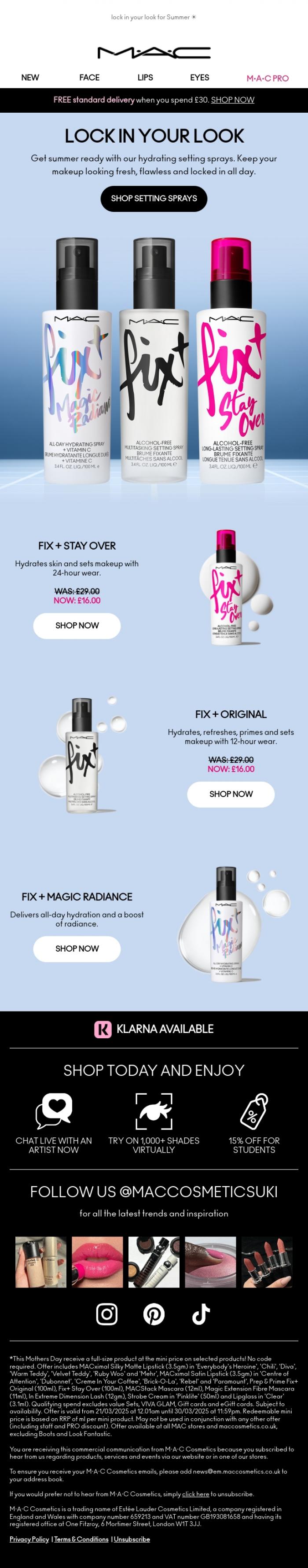 Email Design Inspiration from M.A.C UK, Your Fix + guide 💦