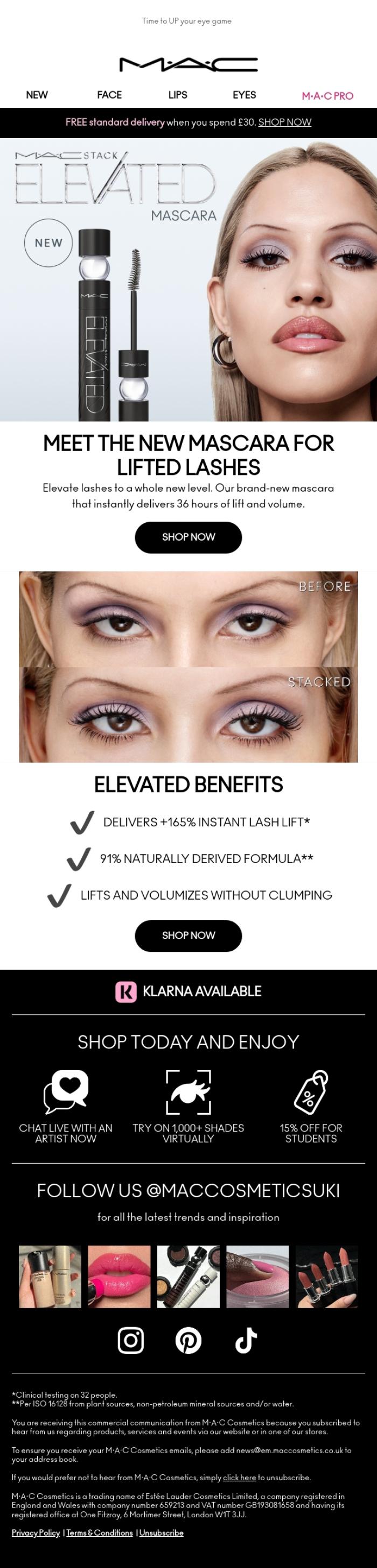 Email Design Inspiration from M.A.C UK, Meet our NEW mascara