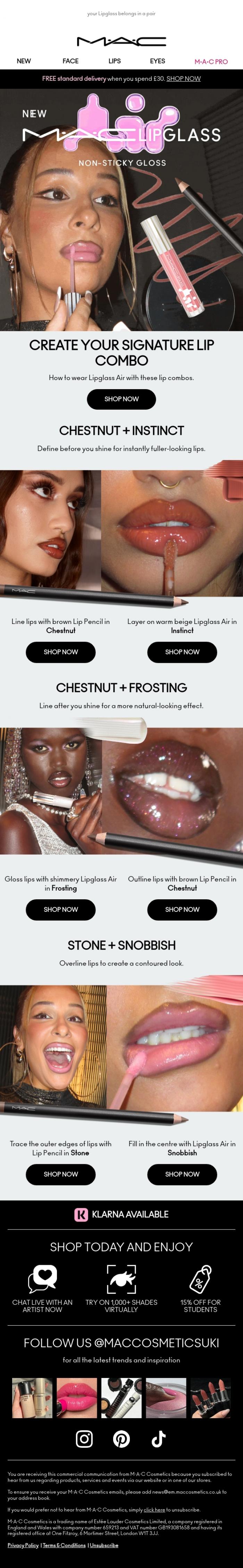 Email Design Inspiration from M.A.C UK, Create your dream lip combo 💋