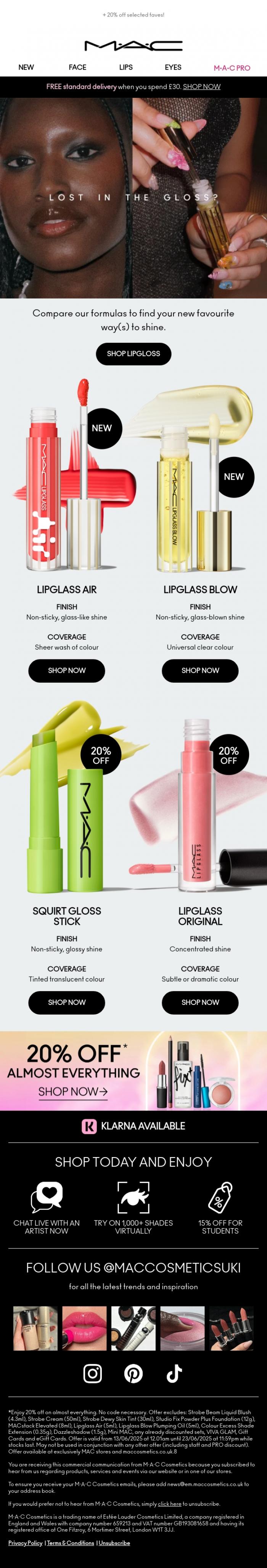 Email Design Inspiration from M.A.C UK, Your ultimate gloss guide 💖