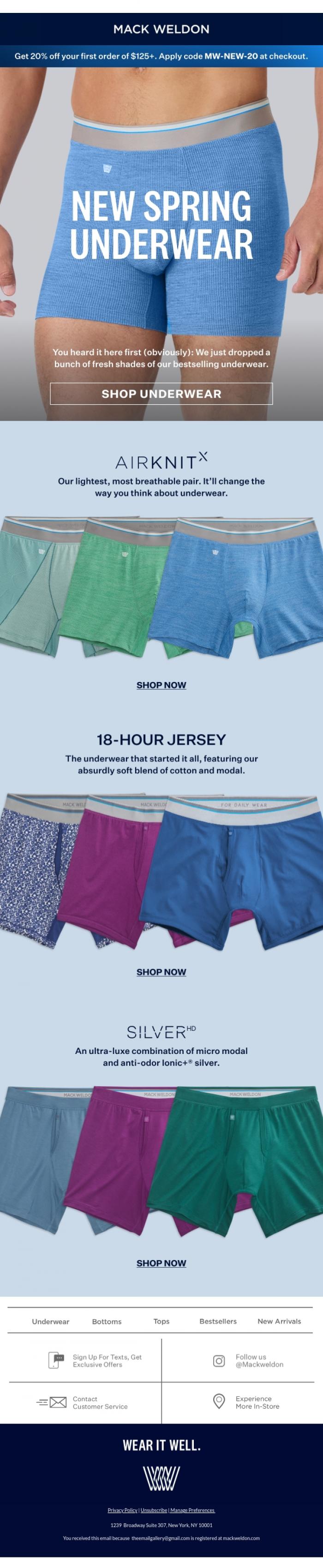 Email Design Inspiration from Mack Weldon, Need new underwear?