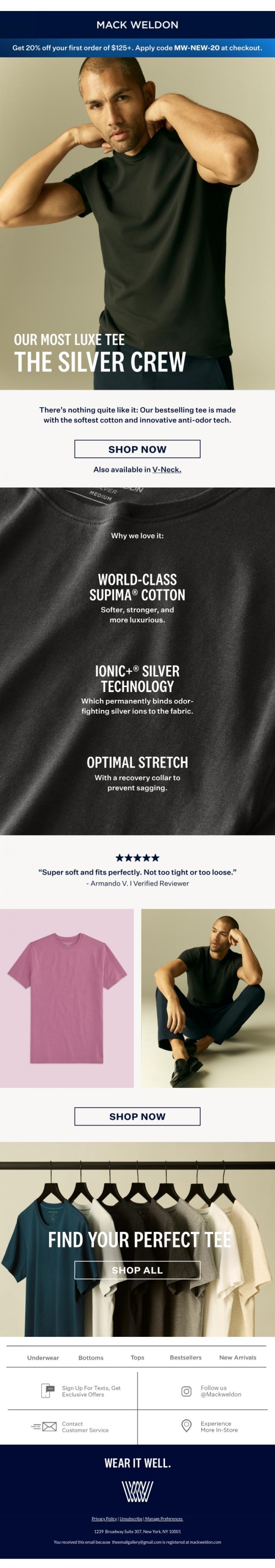 Email Design Inspiration from Mack Weldon, Still fresh. 7 days later.