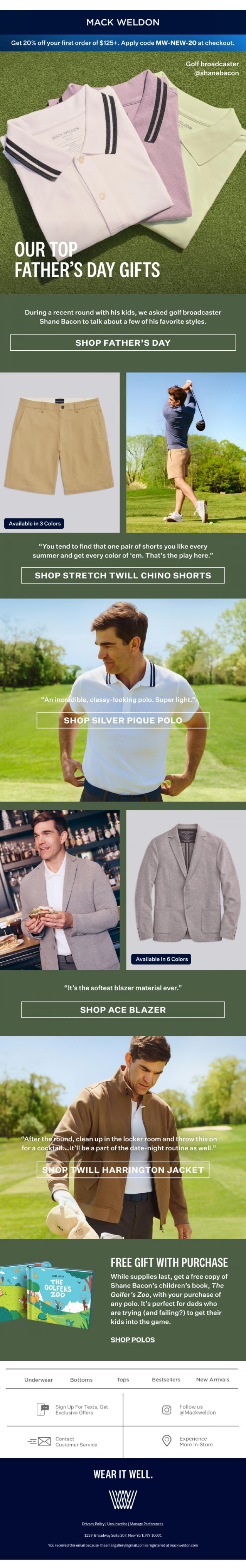 Email Design Inspiration from Mack Weldon, FYI: Father's Day is 2 weeks away.
