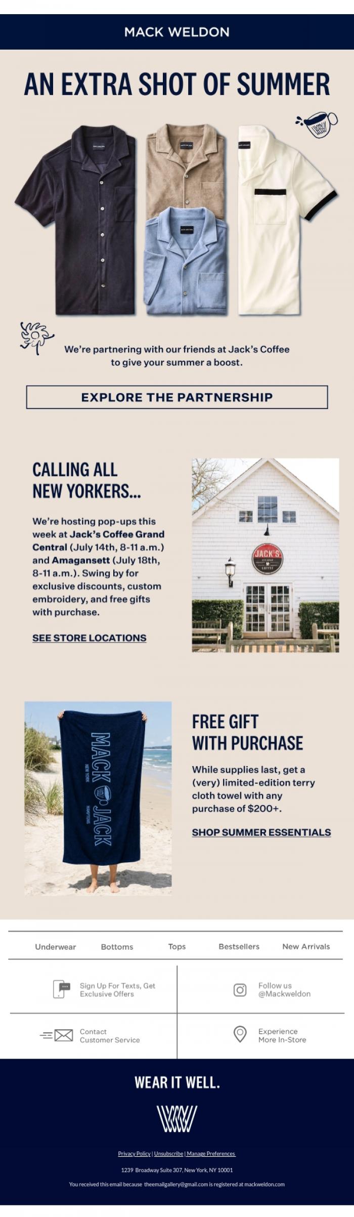 Email Design Inspiration from Mack Weldon, THIS WEEK: Mack Weldon x Jack's Coffee.