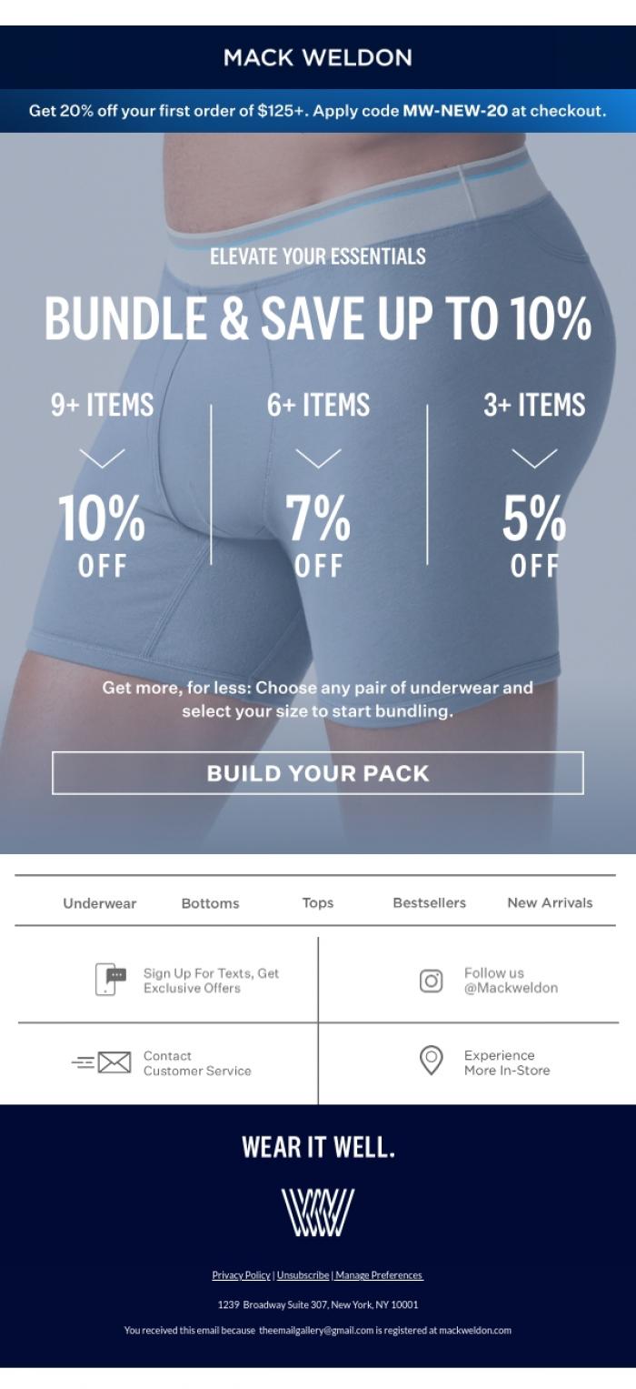 Email Design Inspiration from Mack Weldon, Your underwear upgrade just got better.