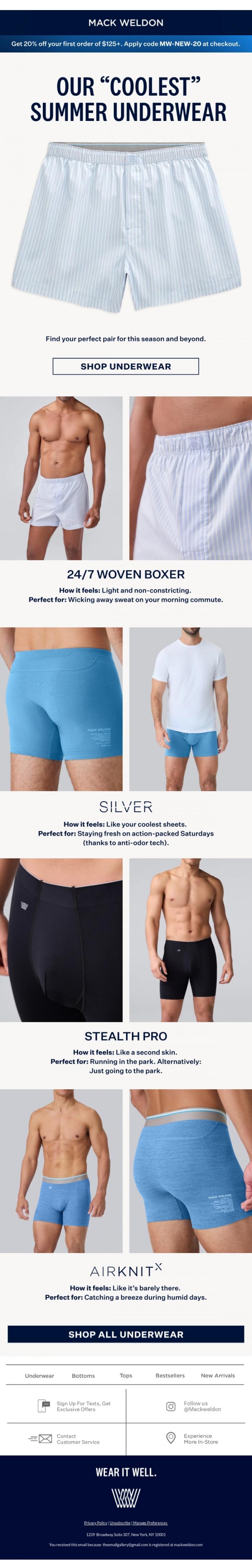 Email Design Inspiration from Mack Weldon, Beat the heat from the first layer.