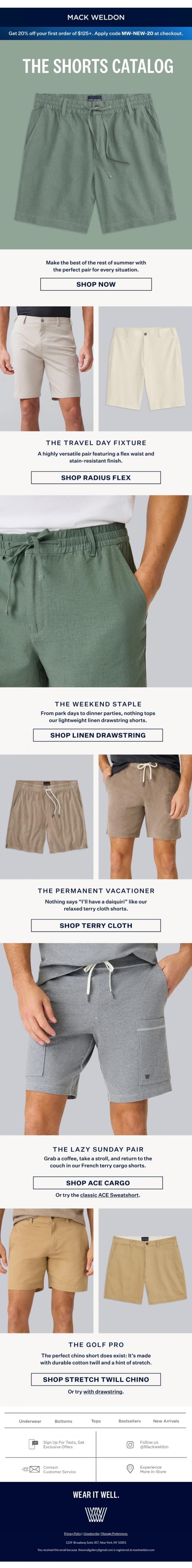 Email Design Inspiration from Mack Weldon, Behold: an encyclopedia of shorts.