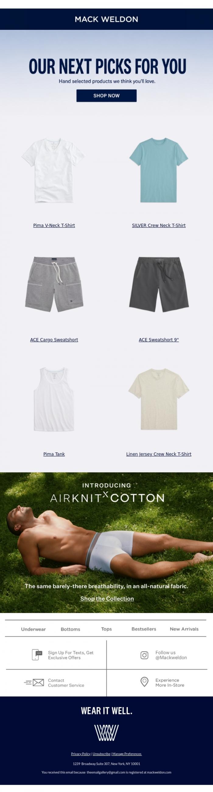 Email Design Inspiration from Mack Weldon, Picked just for you.