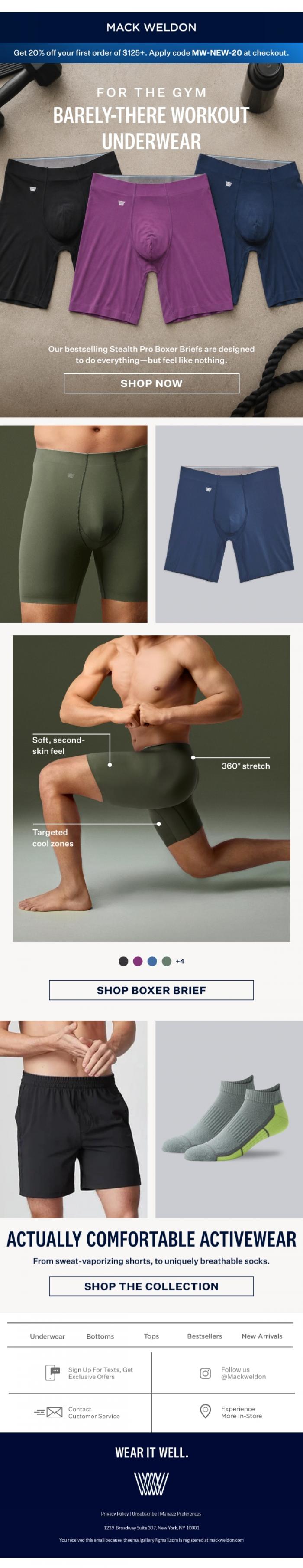 Email Design Inspiration from Mack Weldon, The world's softest workout underwear?