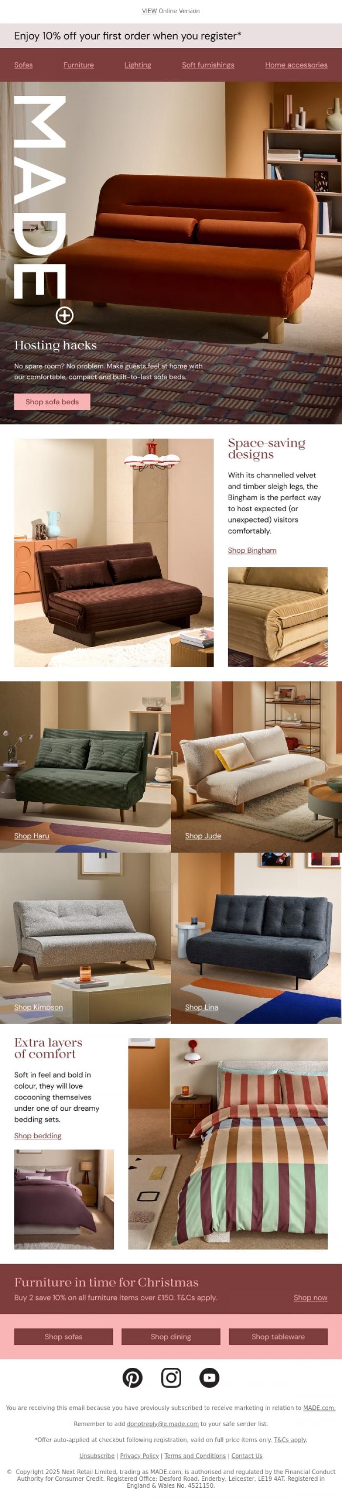 Email Design Inspiration from MADE.com, MADE for visitors 🛋️