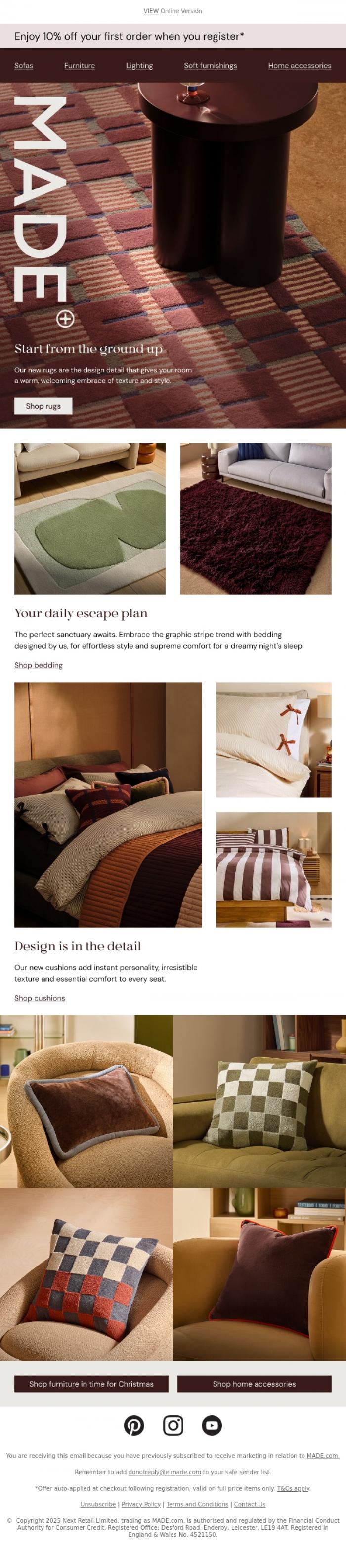 Email Design Inspiration from MADE.com, Layer up the textures